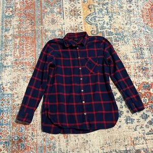 JCrew 100% cotton red and blue plaid flannel shirt